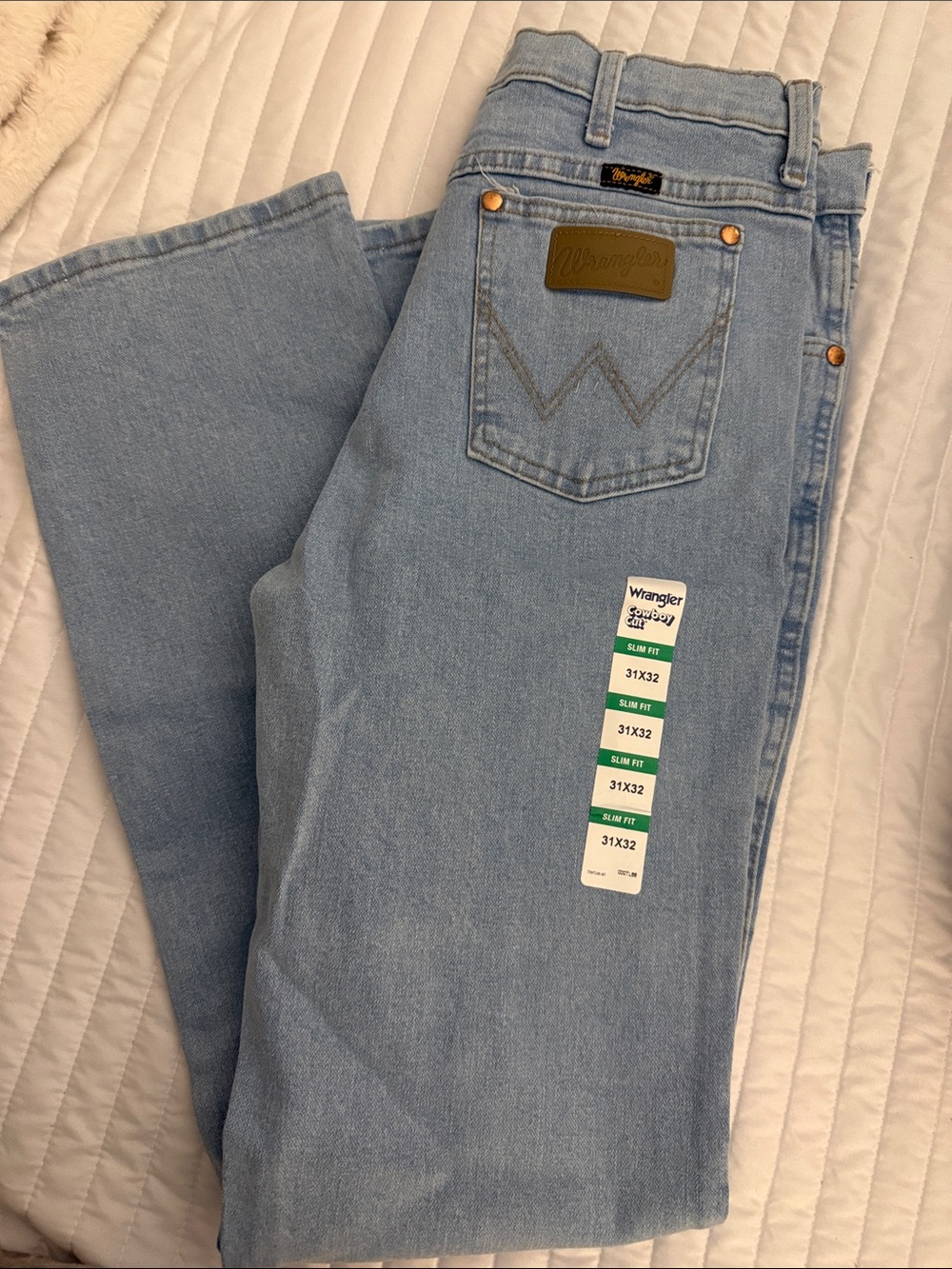 Wrangler Slim Men’s Light Blue Denim Jeans cowboy Cut